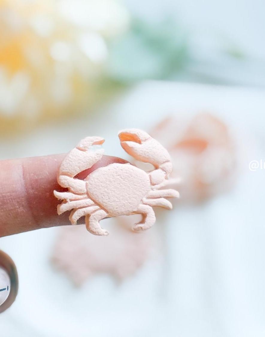 Crab Clay Cutter with Imprint: Ocean Animal Earring Charms
