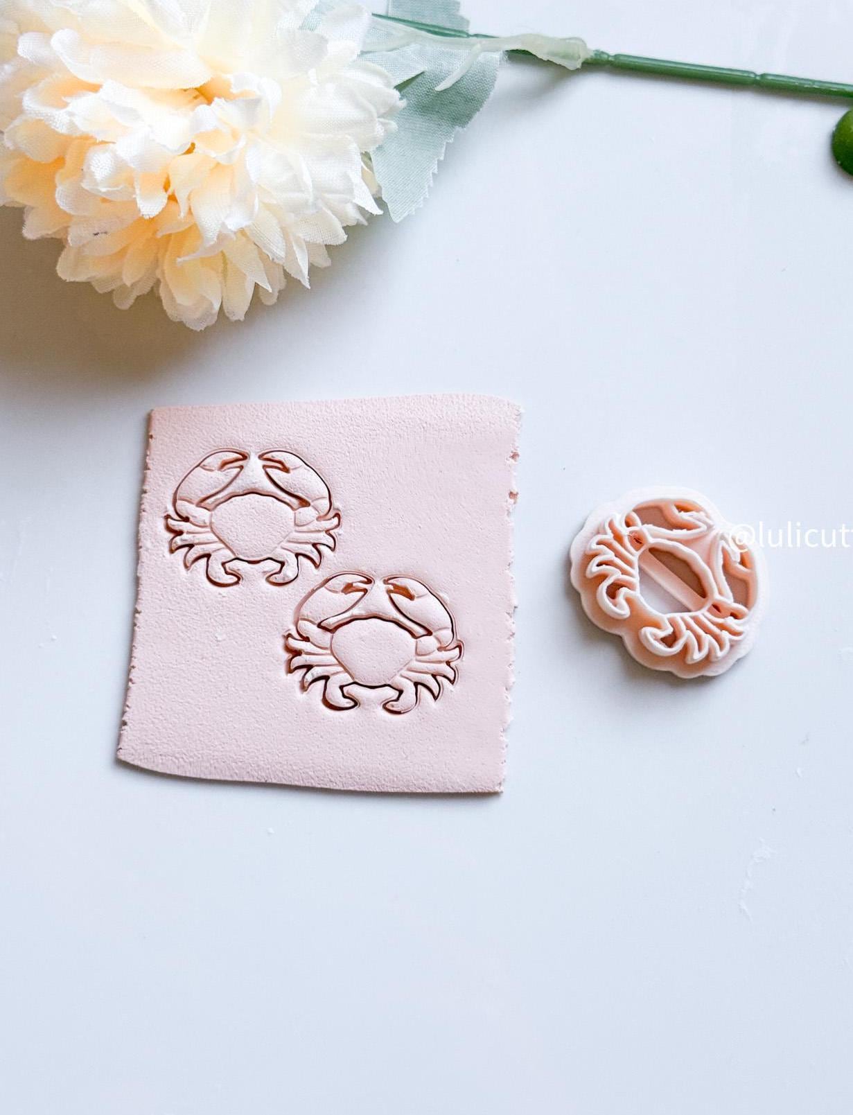 Crab Clay Cutter with Imprint: Ocean Animal Earring Charms