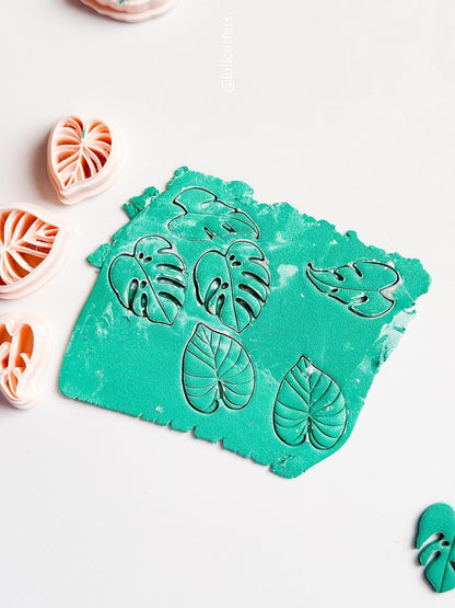 Monstera Leaf Clay Cutter Set: Tropical Polymer Jewelry (20mm, 25mm, 30mm)