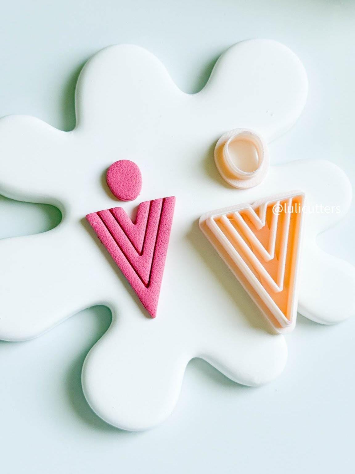 Geometric V Triangle Clay Cutter Set Retro Line Imprint Earring Cutter - 5 size options