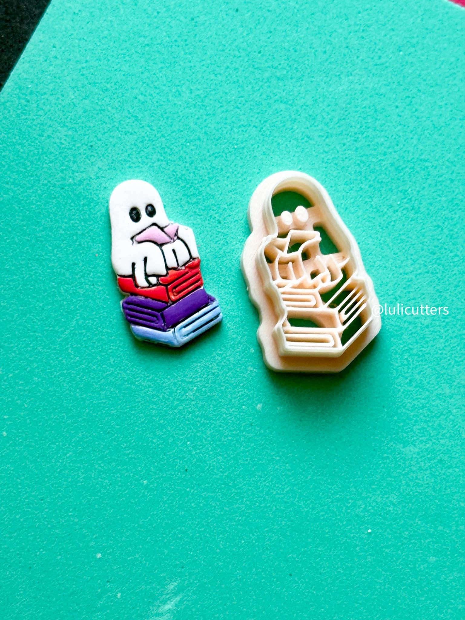 Book Ghost Cutter: Spooky Halloween Polymer Clay Earring Mold