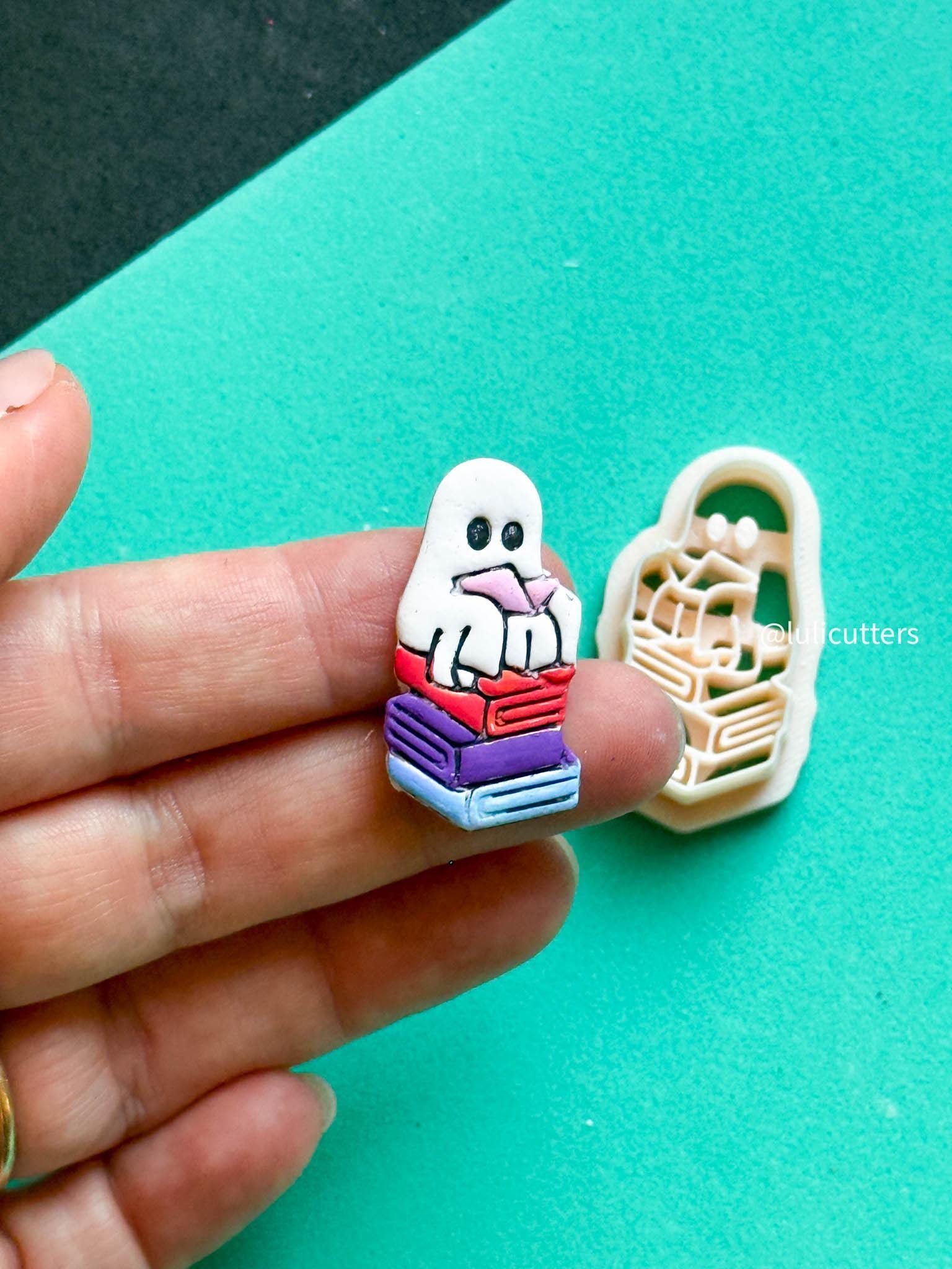 Book Ghost Cutter: Spooky Halloween Polymer Clay Earring Mold