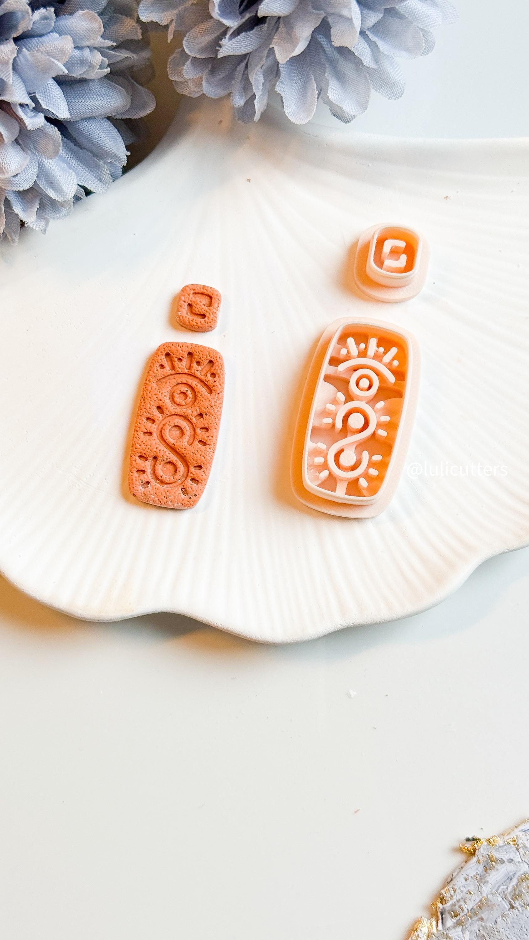 Aztec Eye & Sun Clay Cutter Set: Boho Polymer Clay Earring Cutters