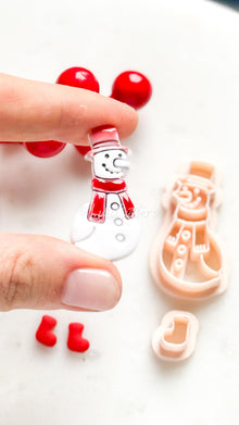 Snowman with Boots Clay Cutter Set: Christmas Earrings and Charm