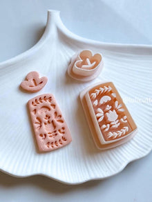 Folk Floral Rectangle Polymer Clay Cutter Imprint Earring Cutter