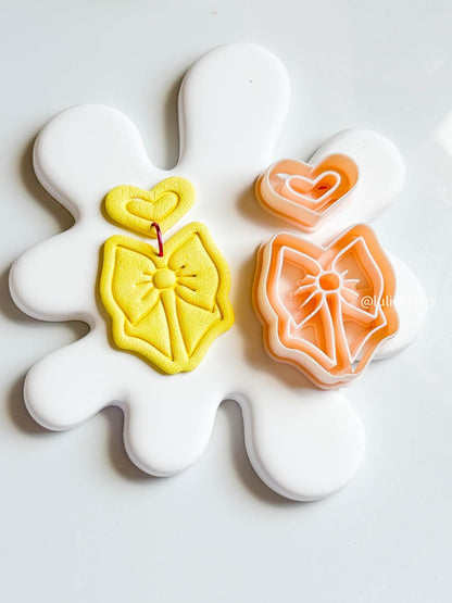 Bow & Heart Cutter Set Imprint Polymer Clay Earring Cutter | 38, 45, 54 mm