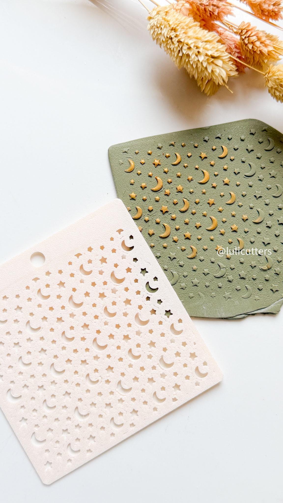 Celestial Moon and Star Stencil: Polymer Clay Jewelry Template