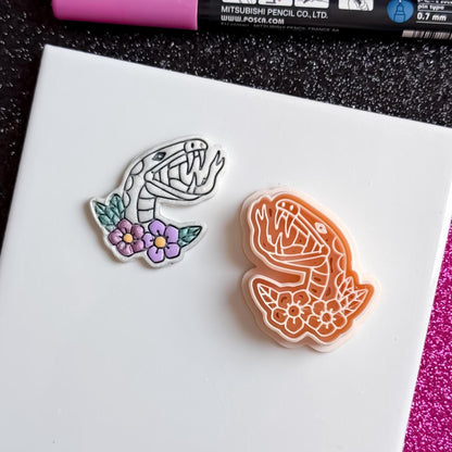 Venom Bloom Snake Cutter 38 mm & 45 mm Floral Fang Polymer Clay Earring Tool