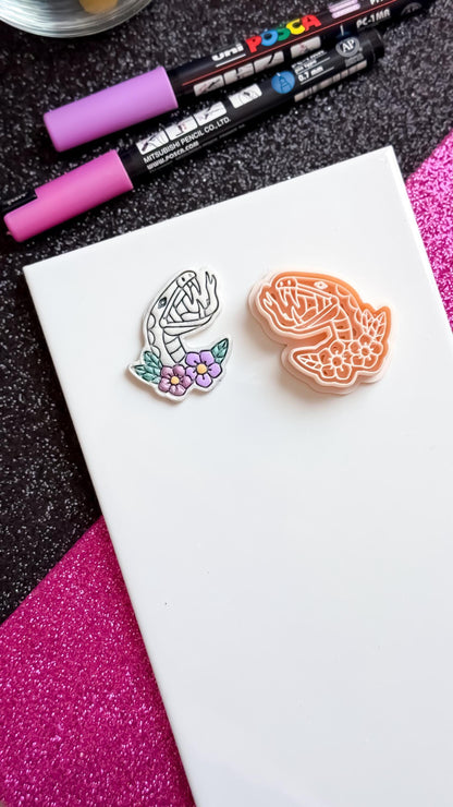 Venom Bloom Snake Cutter 38 mm & 45 mm Floral Fang Polymer Clay Earring Tool