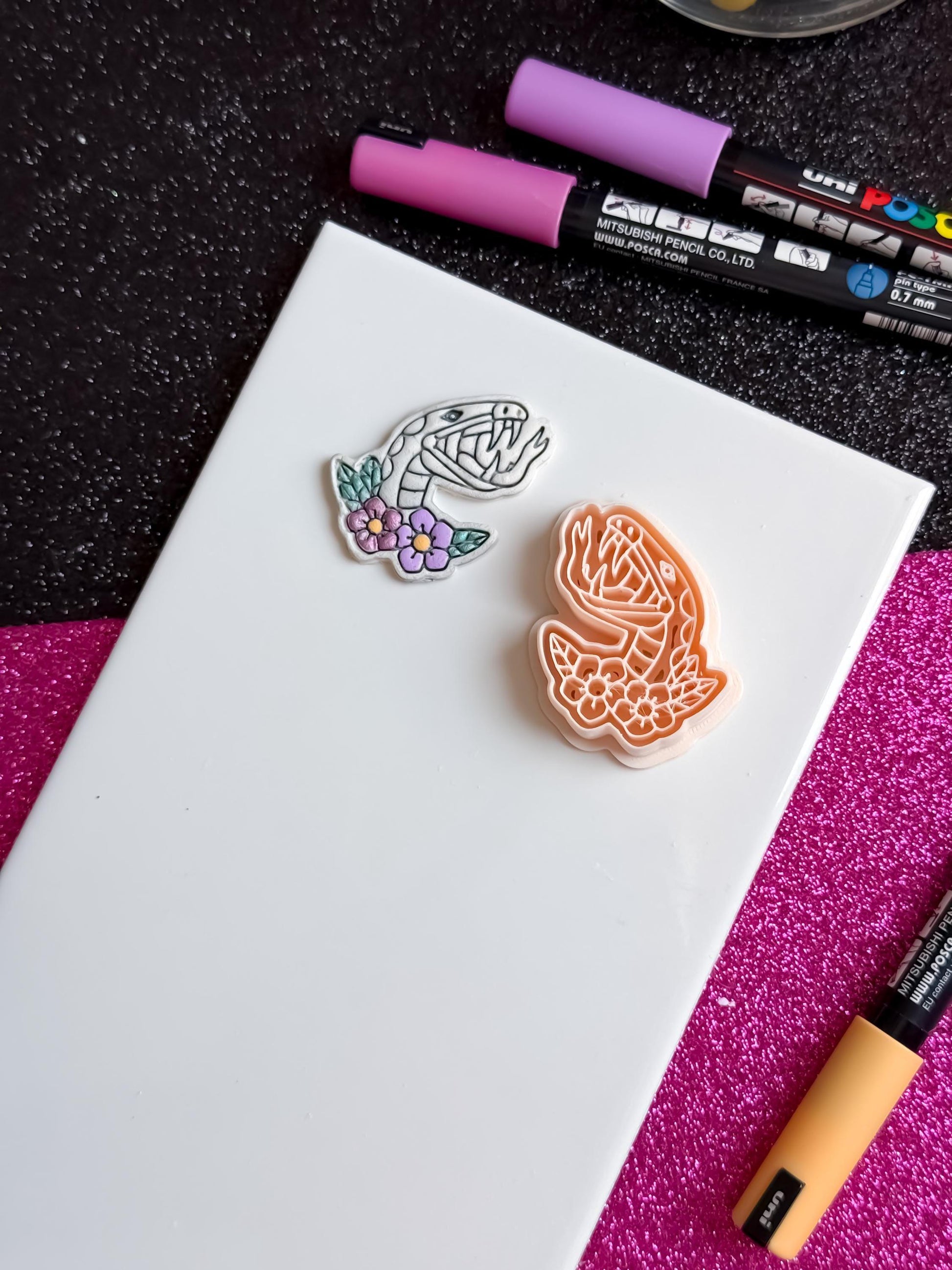 Venom Bloom Snake Cutter 38 mm & 45 mm Floral Fang Polymer Clay Earring Tool