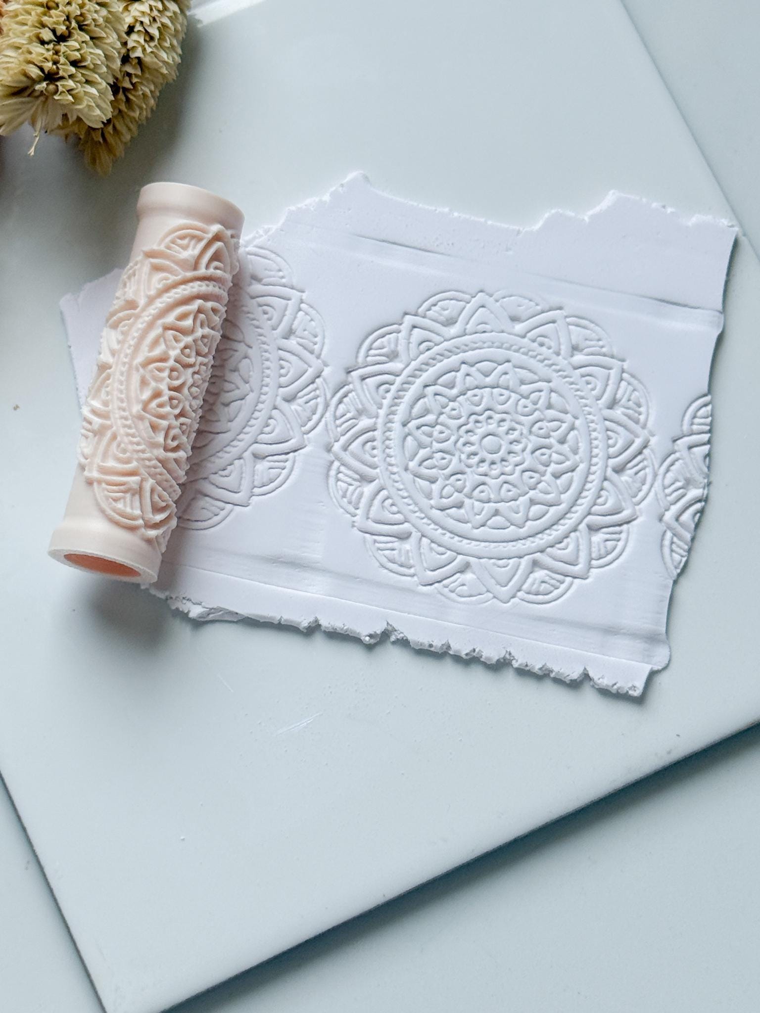Mandala Circle Floral Polymer Clay Roller Embossing Texture Tool