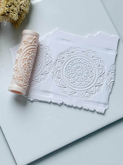 Mandala Circle Floral Polymer Clay Roller Embossing Texture Tool