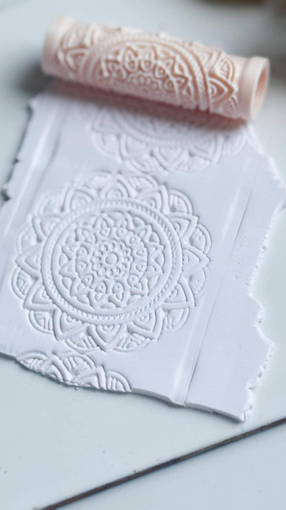 Mandala Circle Floral Polymer Clay Roller Embossing Texture Tool