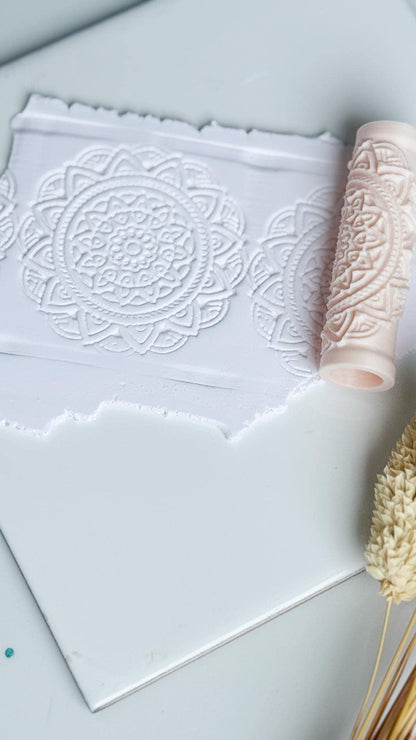 Mandala Circle Floral Polymer Clay Roller Embossing Texture Tool