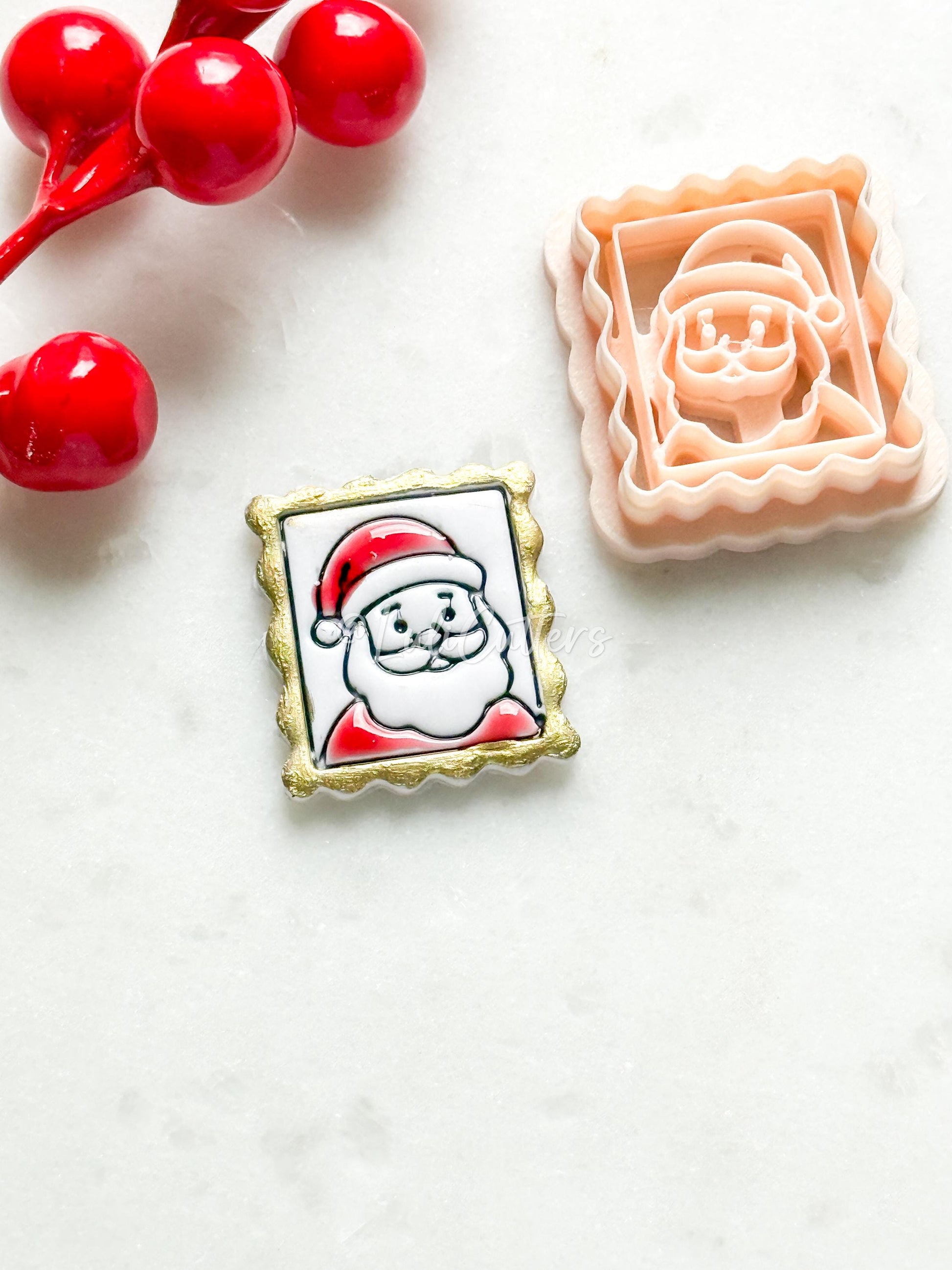 Santa Portrait Clay Cutter: Christmas Ornament Earring Design