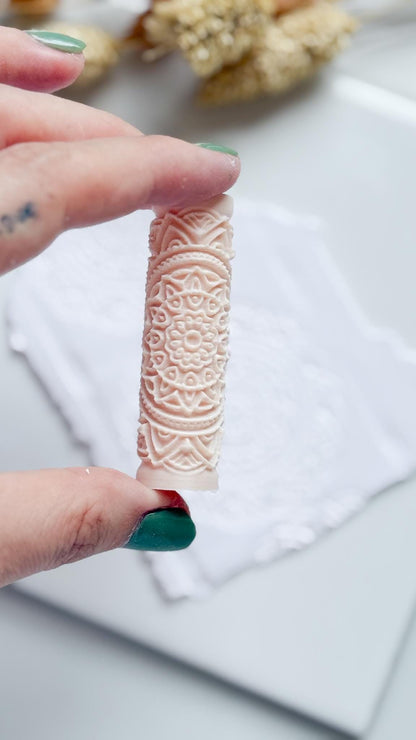 Mandala Circle Floral Polymer Clay Roller Embossing Texture Tool