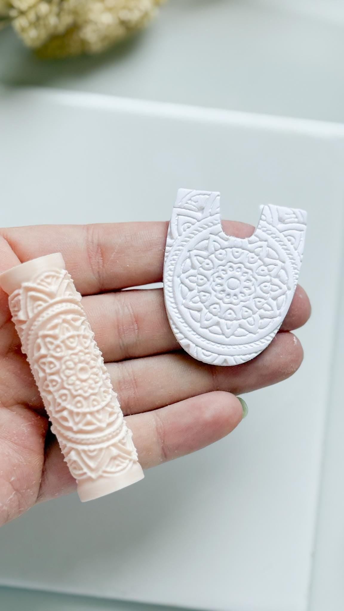 Mandala Circle Floral Polymer Clay Roller Embossing Texture Tool