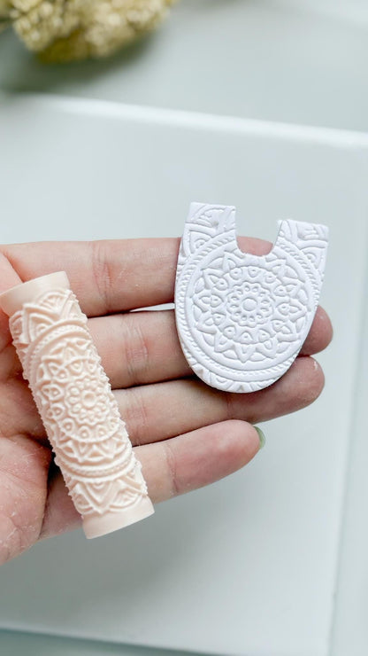Mandala Circle Floral Polymer Clay Roller Embossing Texture Tool