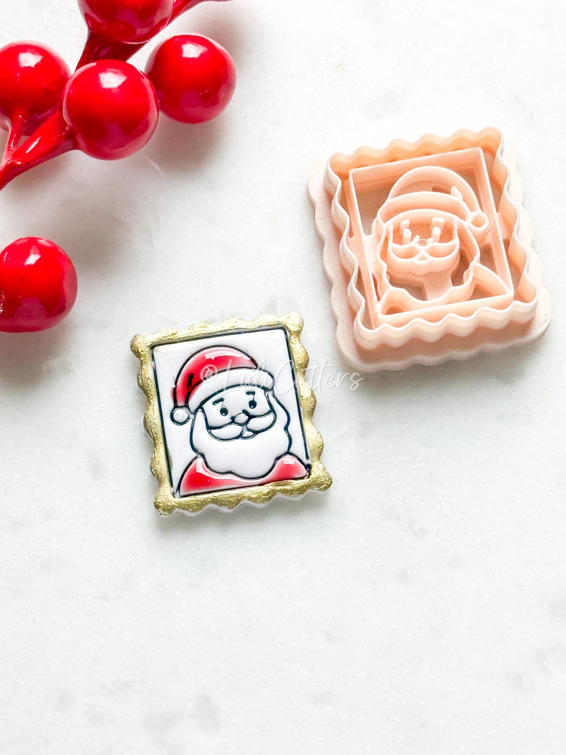 Santa Portrait Clay Cutter: Christmas Ornament Earring Design