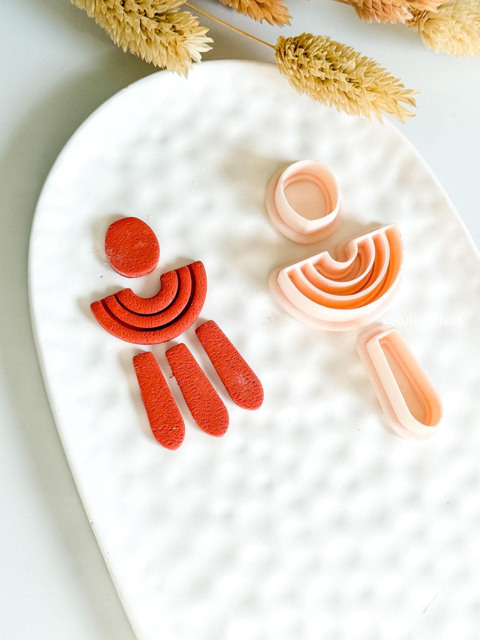 Geometric Clay Earring Cutter Set Circle, Arch, and Drop Design