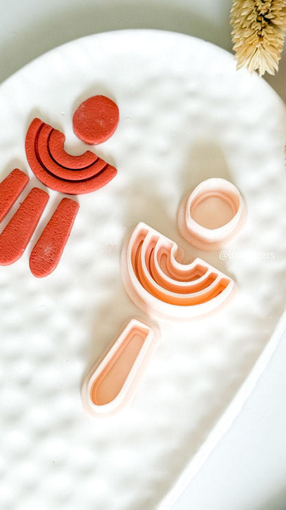 Geometric Clay Earring Cutter Set Circle, Arch, and Drop Design