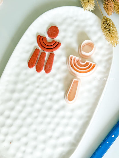 Geometric Clay Earring Cutter Set Circle, Arch, and Drop Design