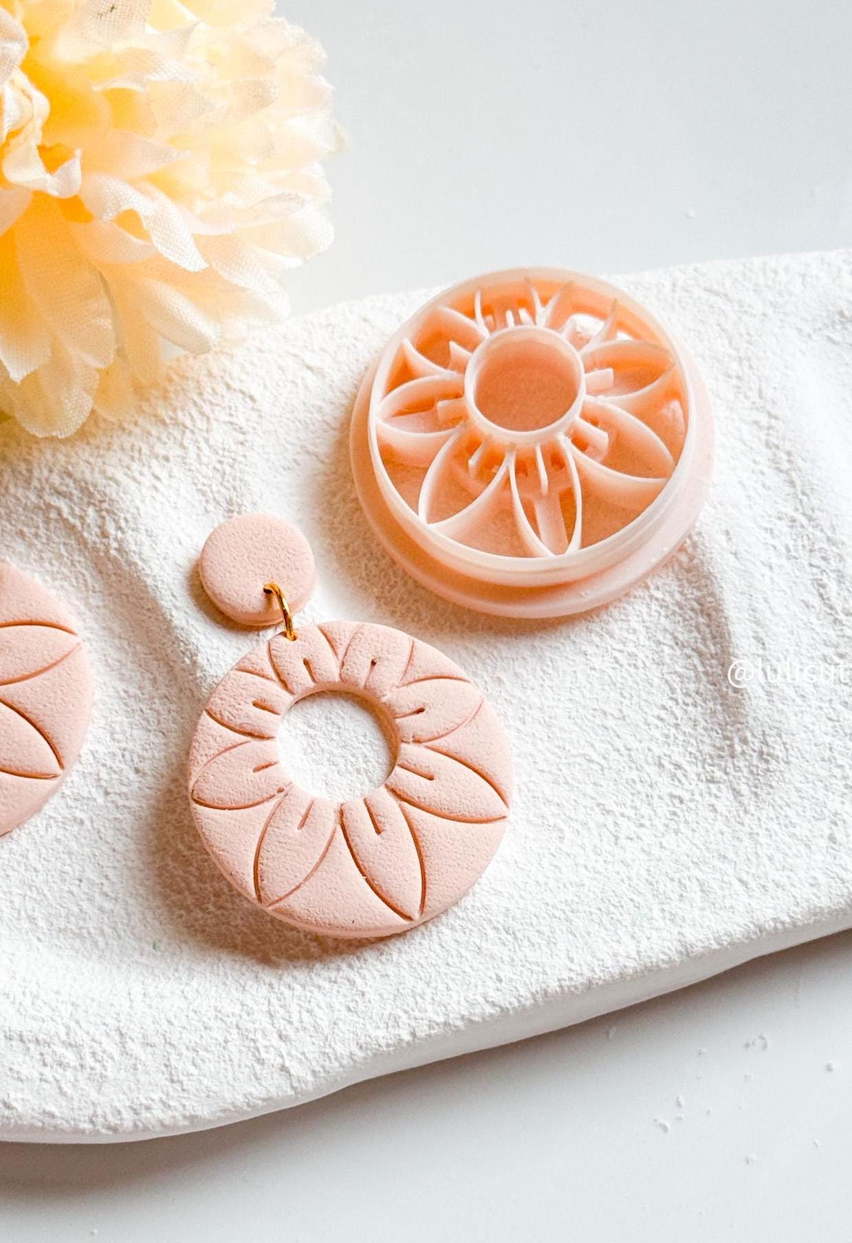 Floral Burst Clay Cutter: Boho Earring DIY - Stud Option