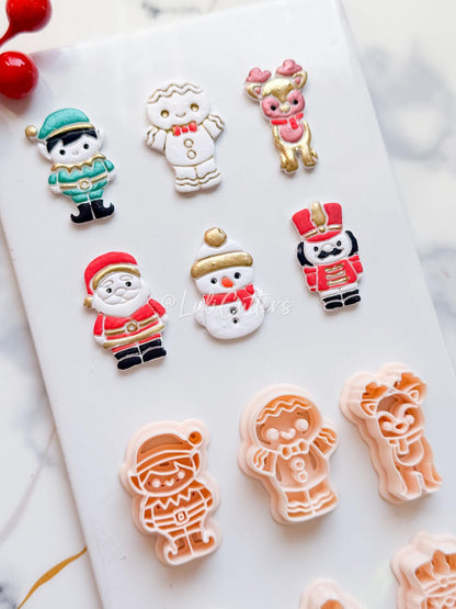 Winter Fairy Christmas Character Polymer Clay Cutter Set: Elf, Reindeer, and Santa