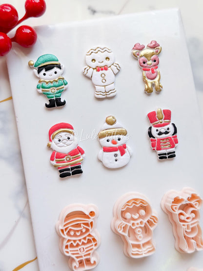 Winter Fairy Christmas Character Polymer Clay Cutter Set: Elf, Reindeer, and Santa