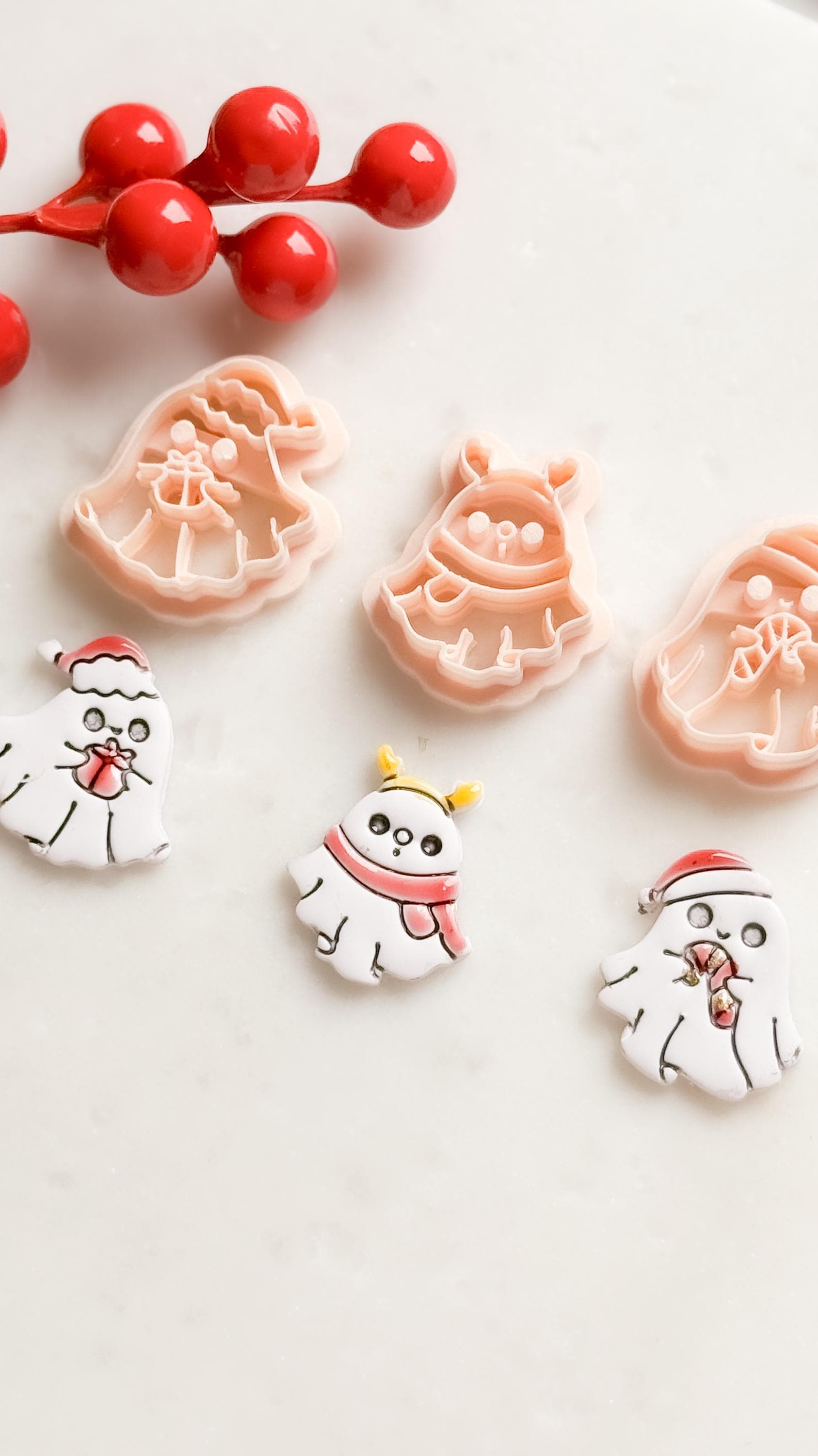 Christmas Ghost Clay Cutters – Holiday Earrings, Charms (25-45 mm)
