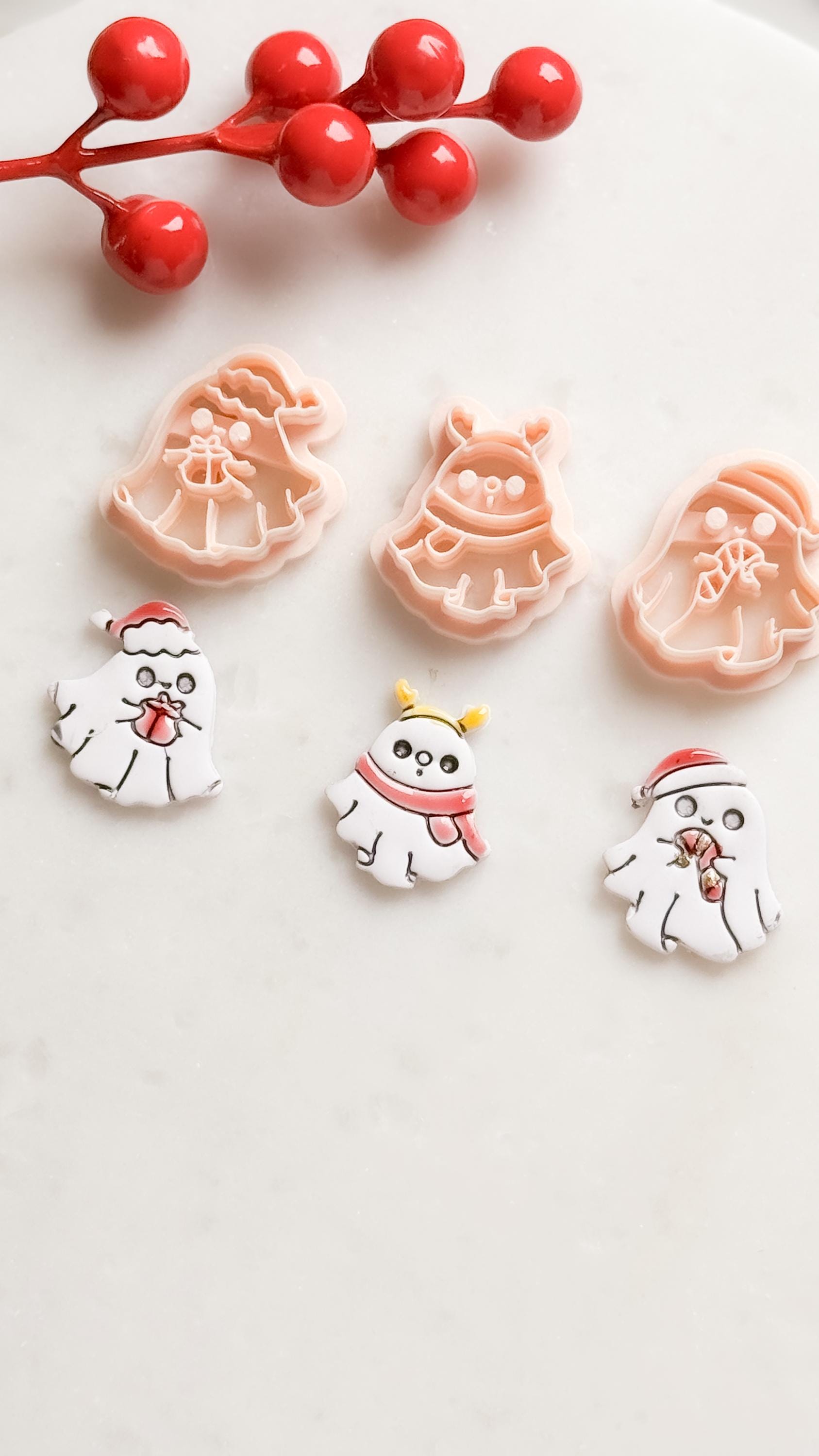 Christmas Ghost Clay Cutters – Holiday Earrings, Charms (25-45 mm)