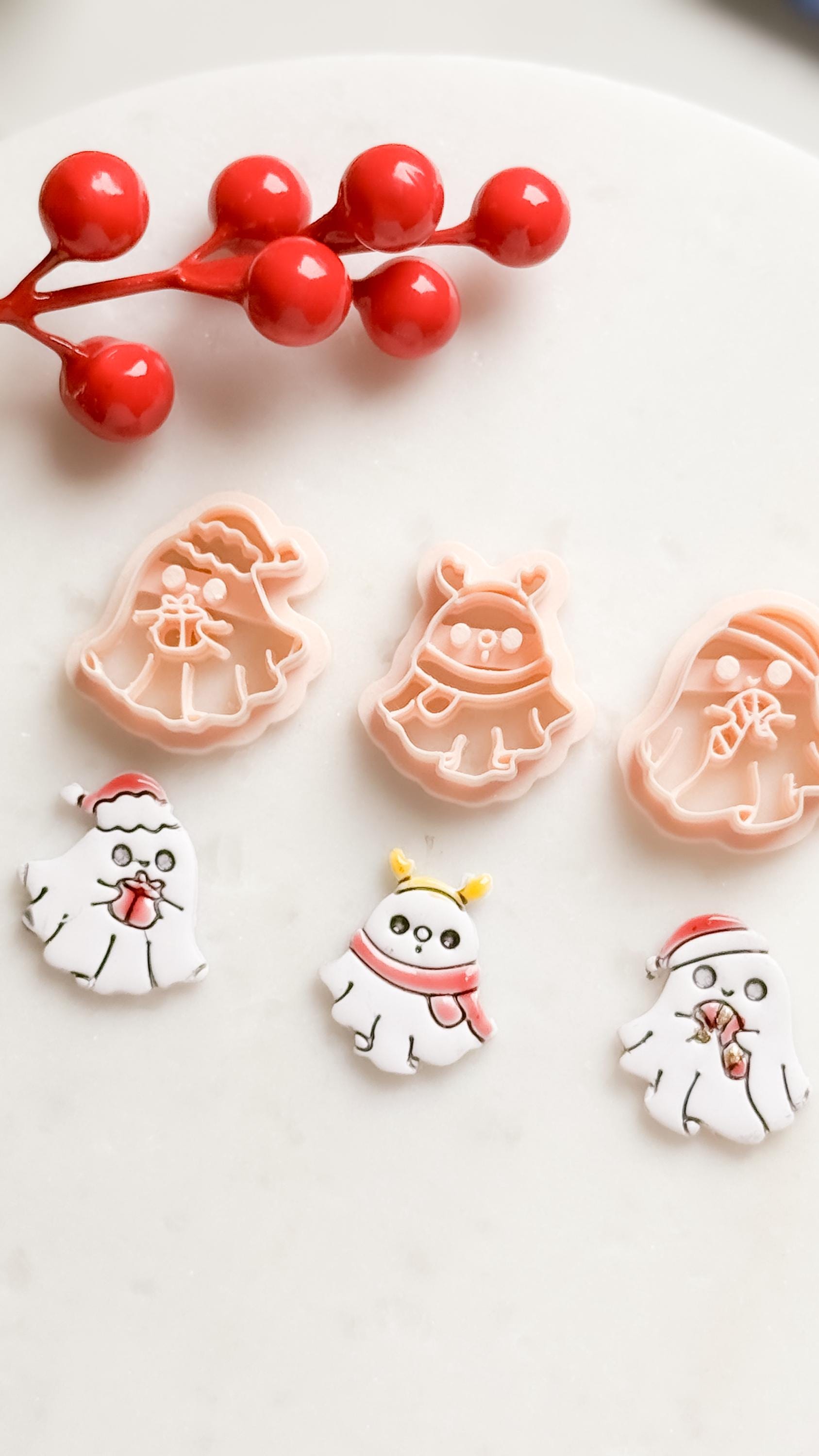 Christmas Ghost Clay Cutters – Holiday Earrings, Charms (25-45 mm)
