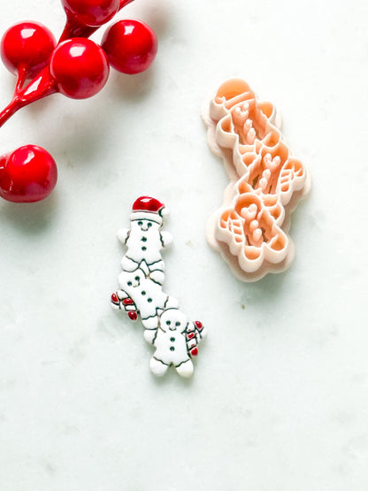 Gingerbread Trio with Gifts Clay Cutter Set – Christmas Polymer Clay Cookie Shape