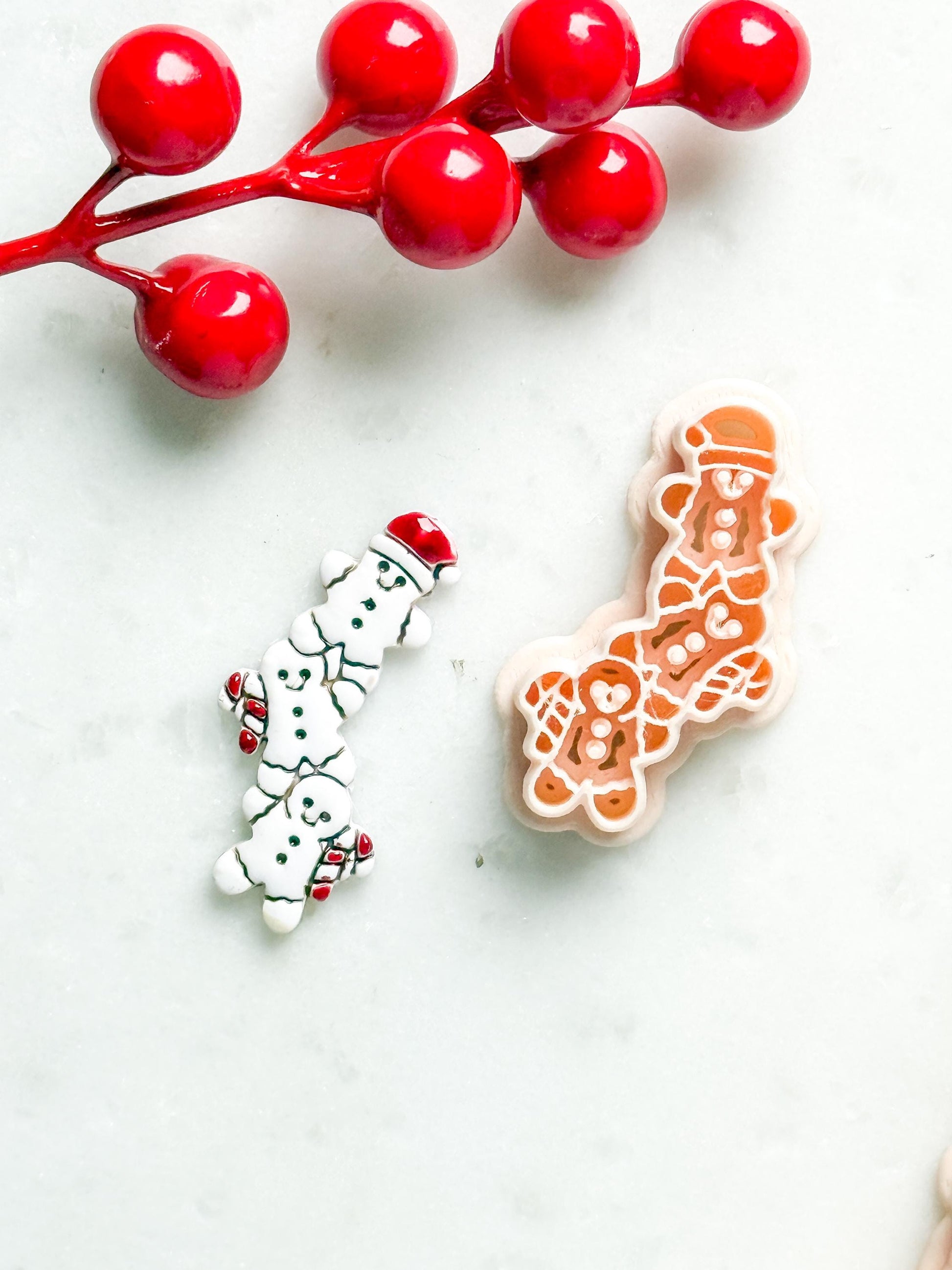 Gingerbread Trio with Gifts Clay Cutter Set – Christmas Polymer Clay Cookie Shape