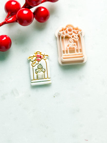 Christmas Candle Polymer Clay Cutter Holiday Window Embossed Shape