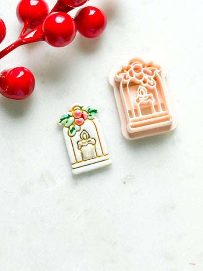 Christmas Candle Polymer Clay Cutter Holiday Window Embossed Shape