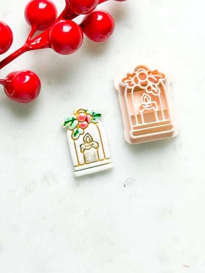 Christmas Candle Polymer Clay Cutter Holiday Window Embossed Shape