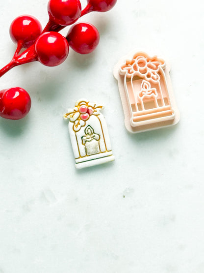 Christmas Candle Polymer Clay Cutter Holiday Window Embossed Shape