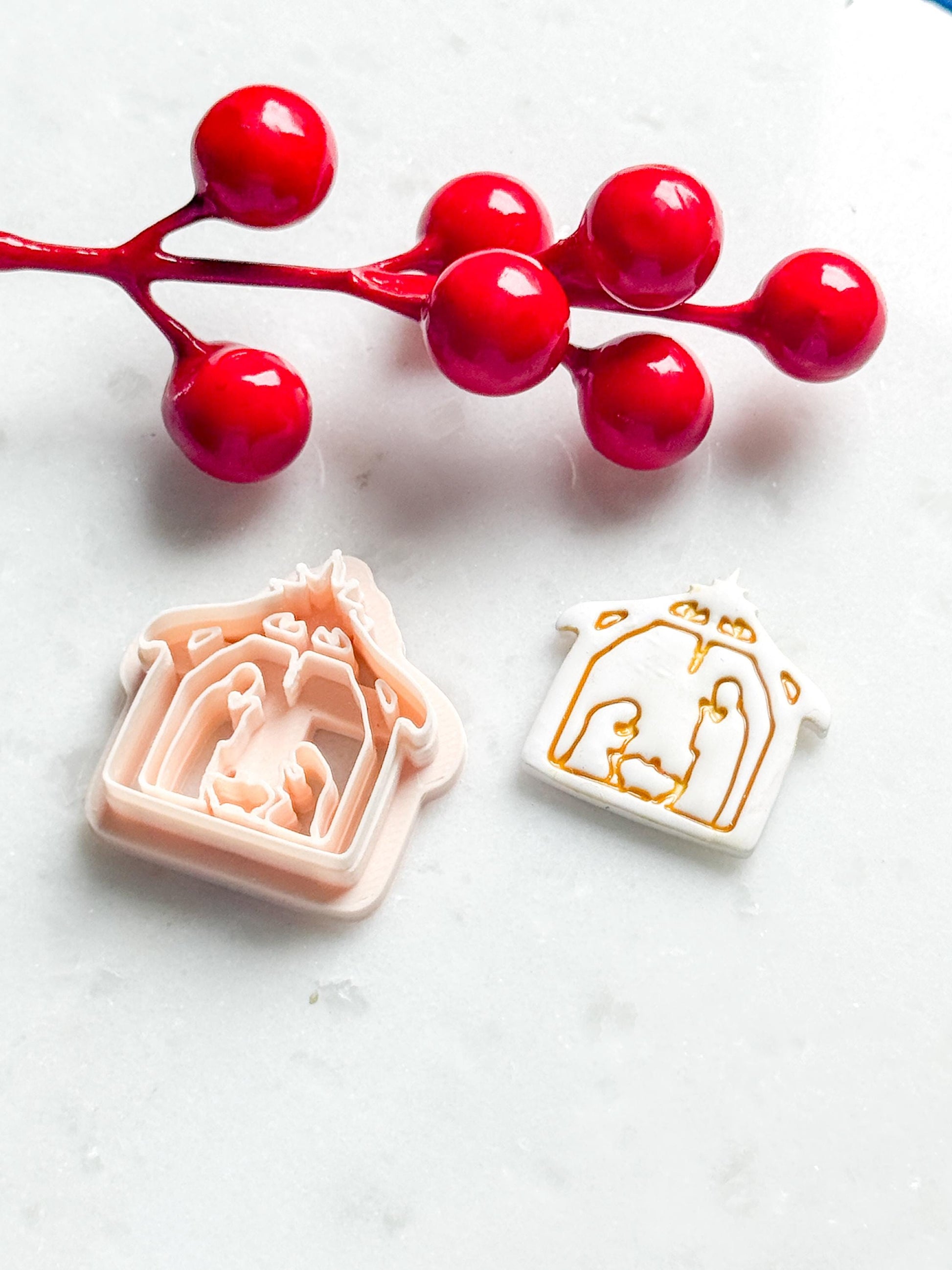 Nativity Scene Polymer Clay Cutter – Holy Family Jesus Ornament