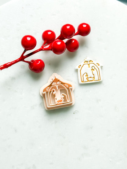 Nativity Scene Polymer Clay Cutter – Holy Family Jesus Ornament