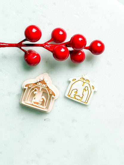 Nativity Scene Polymer Clay Cutter – Holy Family Jesus Ornament