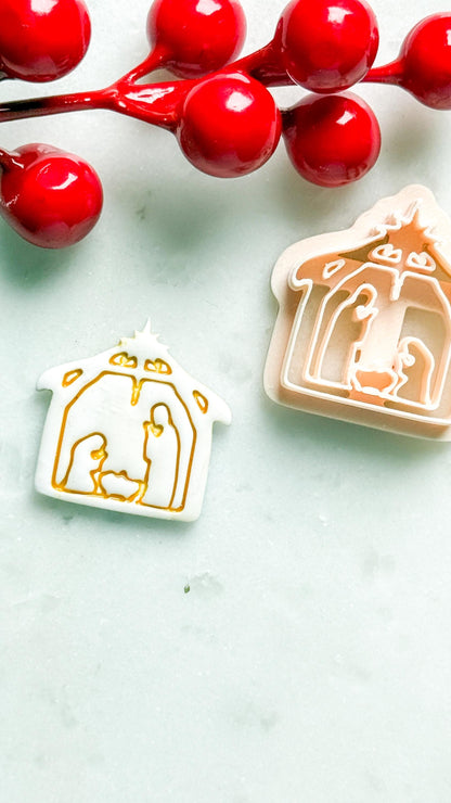 Nativity Scene Polymer Clay Cutter – Holy Family Jesus Ornament