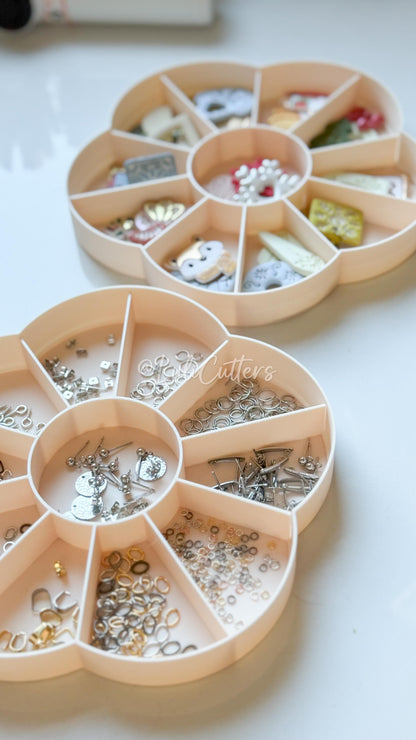 Flower Sectioned Jewelry Tray – Organizer with Compartments for Clay Cutters & Earrings