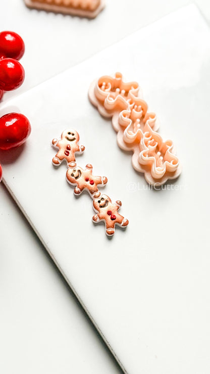 Gingerbread Man Chain Clay Cutter: Christmas Earring Polymer Clay Tool