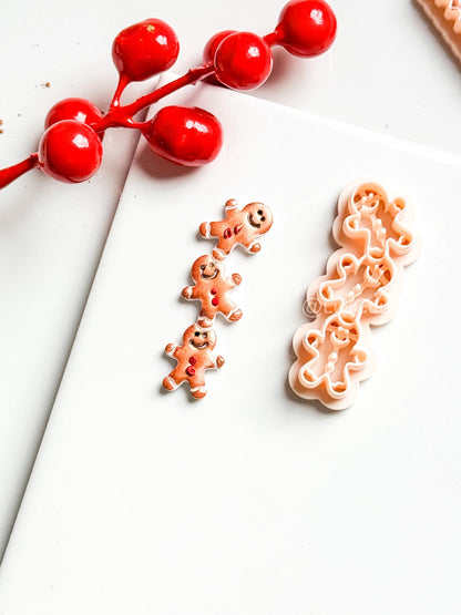 Gingerbread Man Chain Clay Cutter: Christmas Earring Polymer Clay Tool