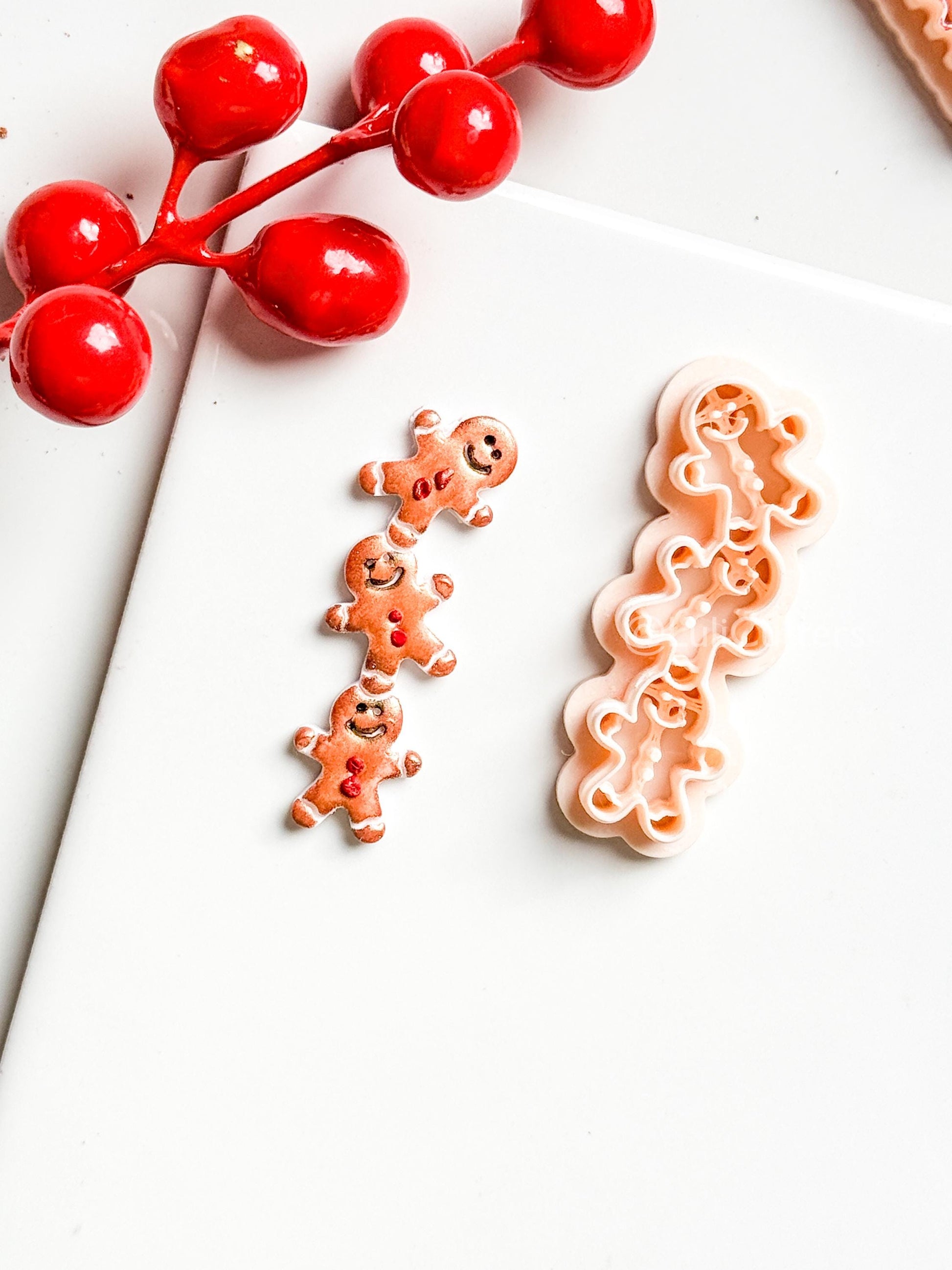 Gingerbread Man Chain Clay Cutter: Christmas Earring Polymer Clay Tool