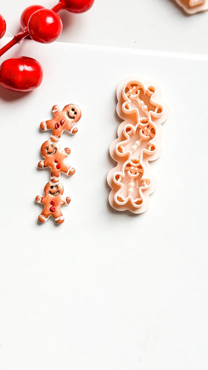 Gingerbread Man Chain Clay Cutter: Christmas Earring Polymer Clay Tool
