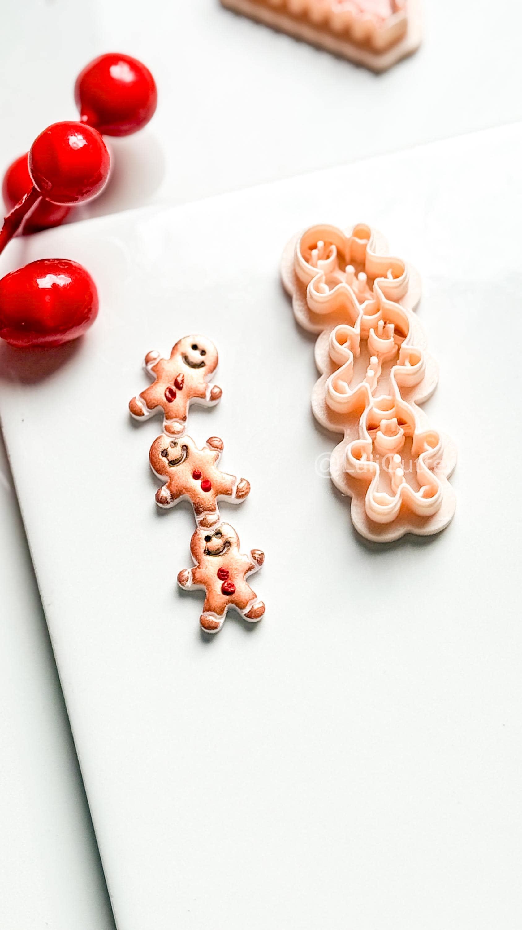 Gingerbread Man Chain Clay Cutter: Christmas Earring Polymer Clay Tool