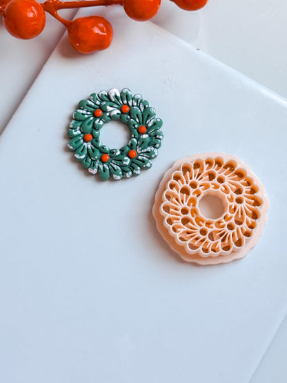 Christmas Wreath Clay Cutter: Holiday Earring Cutter for Polymer Clay