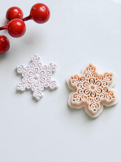 Ornate Snowflake Clay Cutter: Winter Earring, Polymer Clay